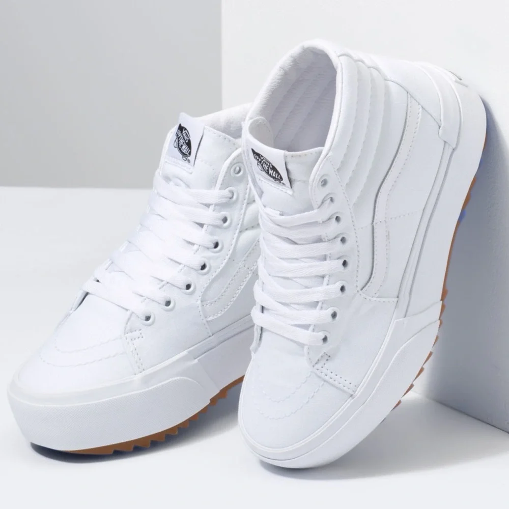 Vans WMNS Sk8-Hi Stacked (Canvas) True White VN0A4BTWL5R Platforms Sneakers